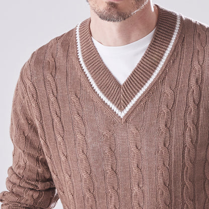 sporta：ケーブル編みVネックプルオーバー（＃4256）