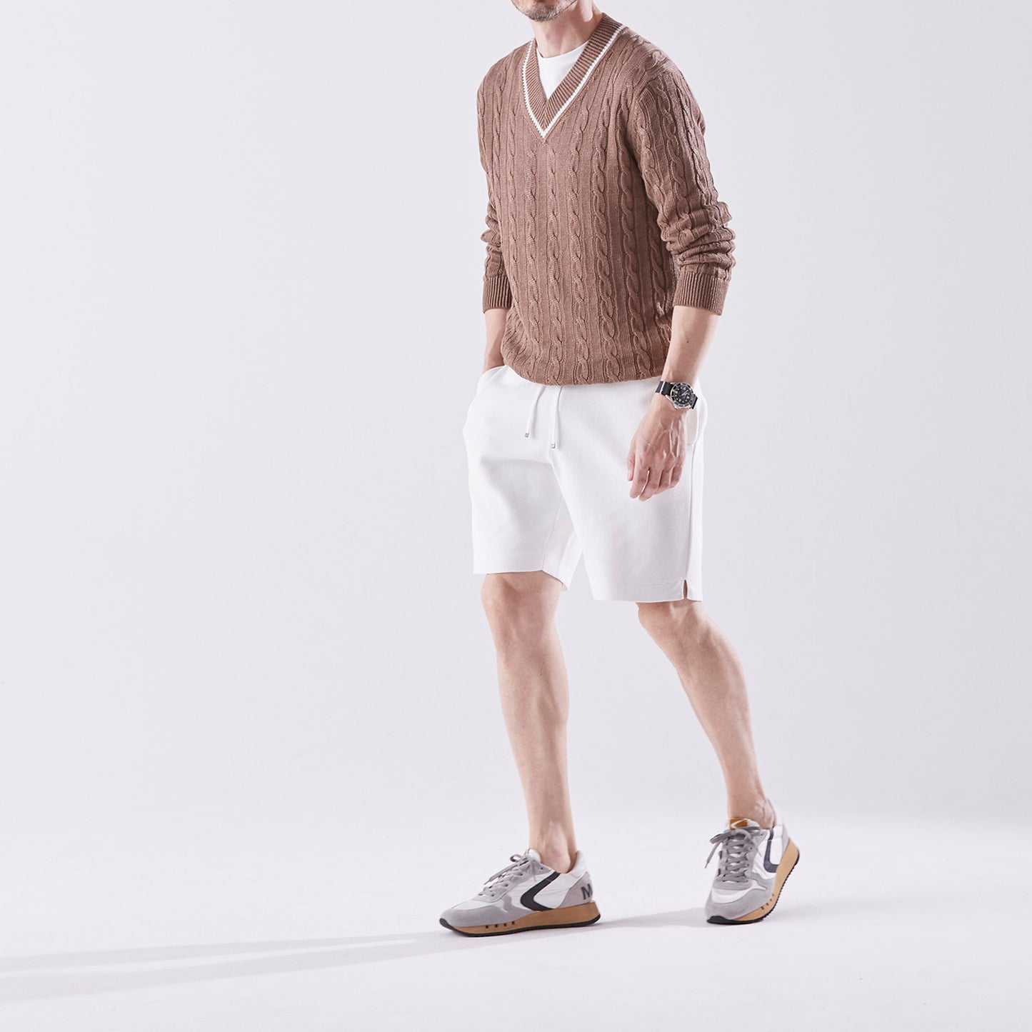 sporta：ケーブル編みVネックプルオーバー（＃4256）